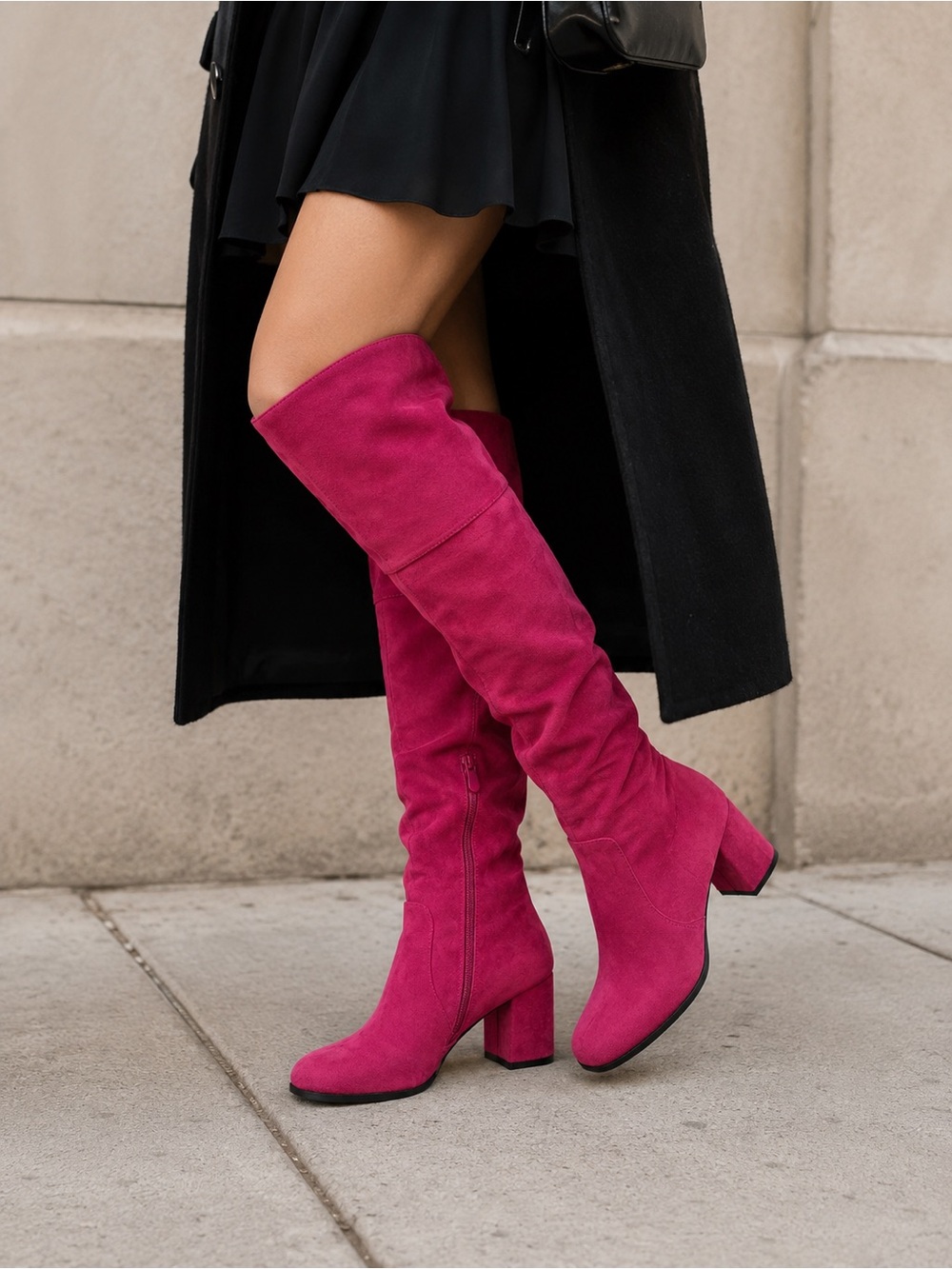 Dream Pairs Red Over-the-Knee Block Heel Boots